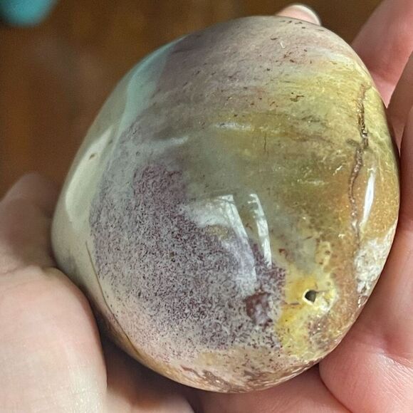 Ocean Jasper palm stone crystal natural orbicular orbs green white red yellow br - Picture 10 of 10